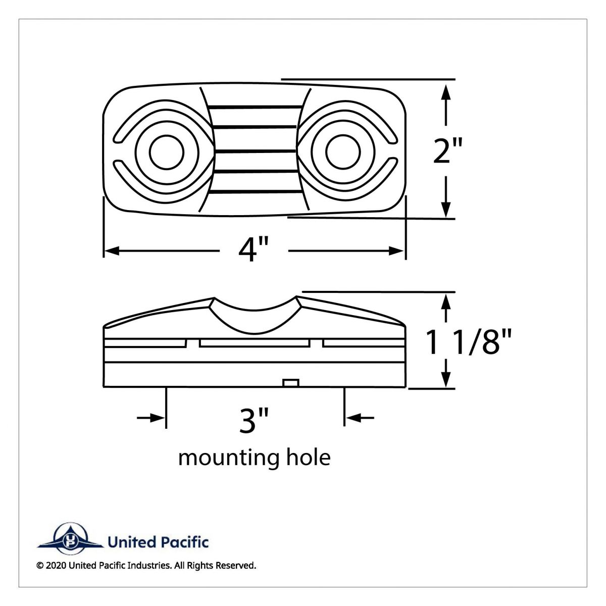 16 LED 4" X 2" Rectangular Light (Clearance/Marker)- Amber LED/Clear Lens - Thumbnail 3