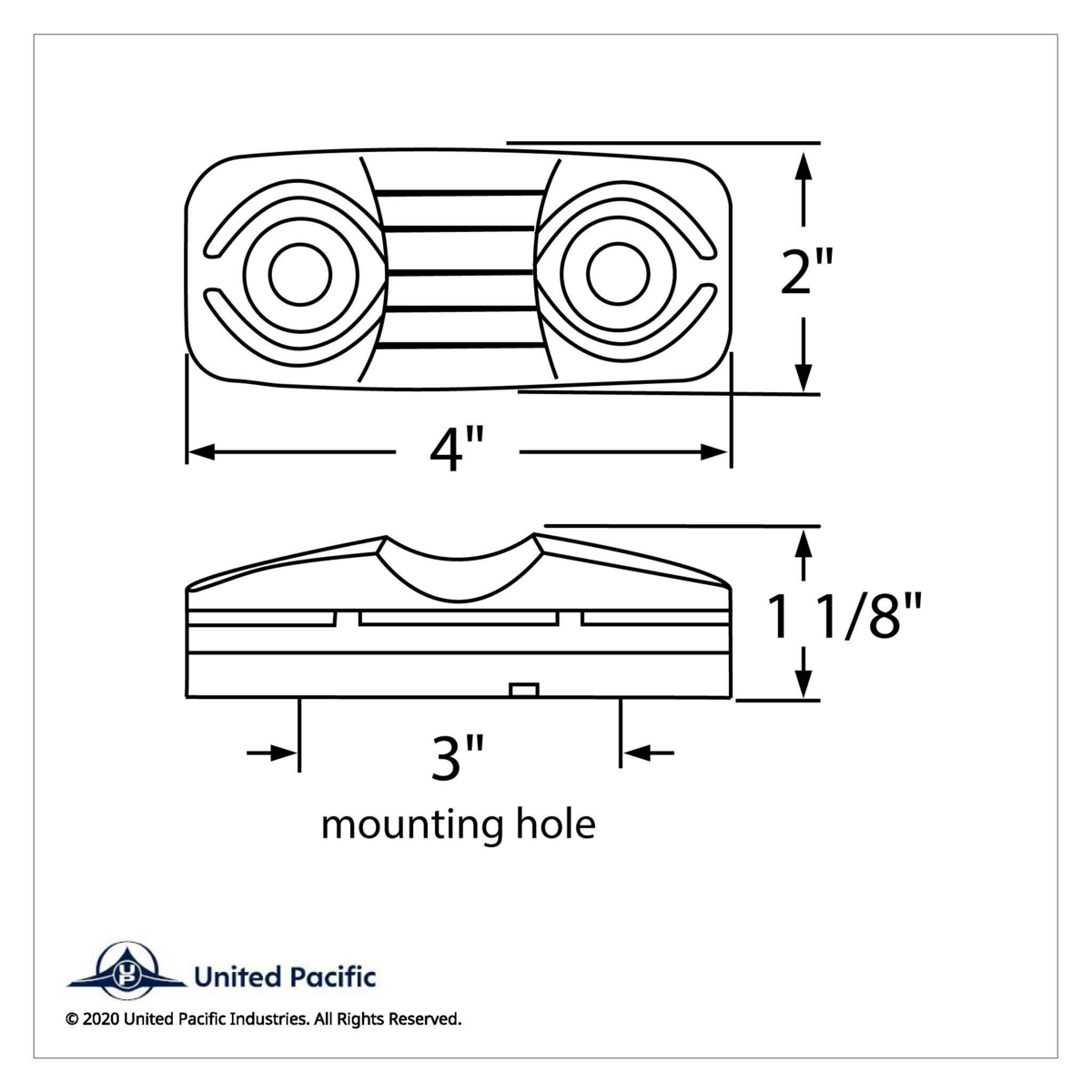 16 LED 4" X 2" Rectangular Light (Clearance/Marker)- Red LED/Clear Lens - Thumbnail 4