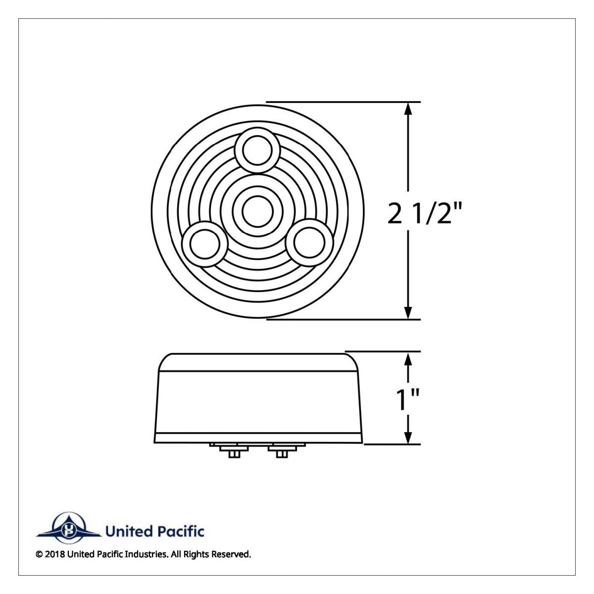 4 LED 2.5" Round Low Profile Light (Clearance/Marker) - Amber LED/Amber Lens - Thumbnail 3