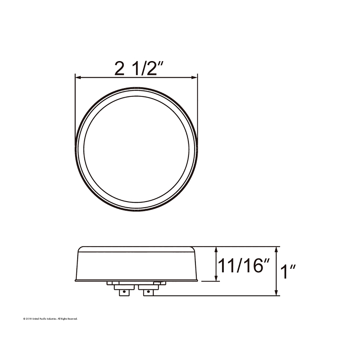 4 LED 2.5" Round Low Profile Light (Clearance/Marker) - Red LED/Red Lens - Thumbnail 3