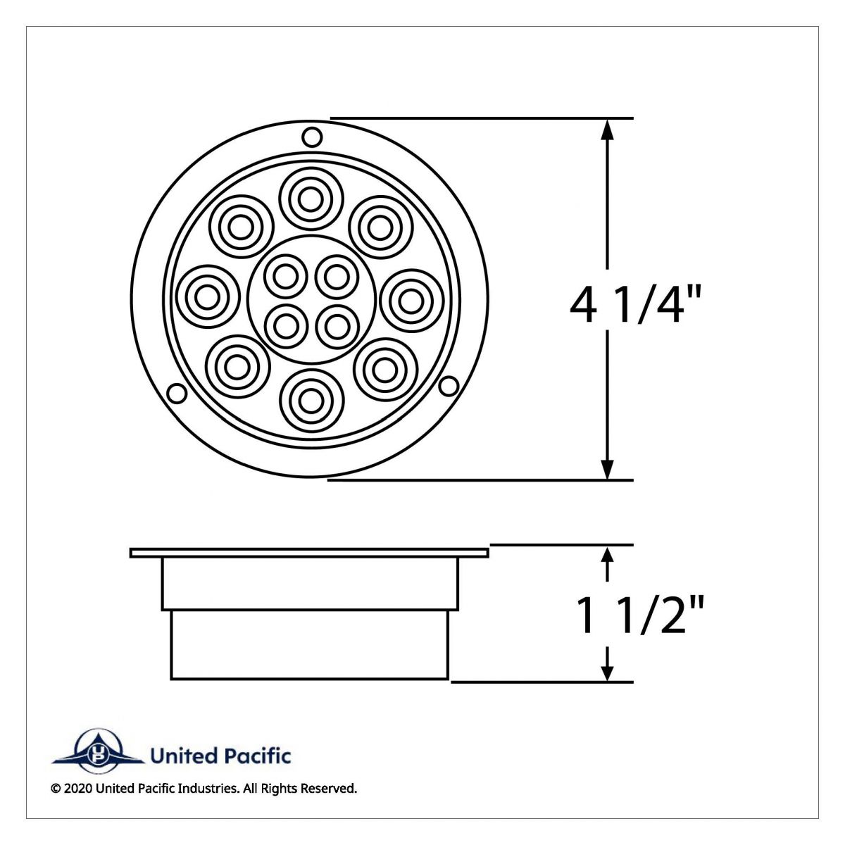 12 LED 4" Round Flange Mount Light (Stop, Turn & Tail) - Red LED/Clear Lens (Bulk) - Thumbnail 2