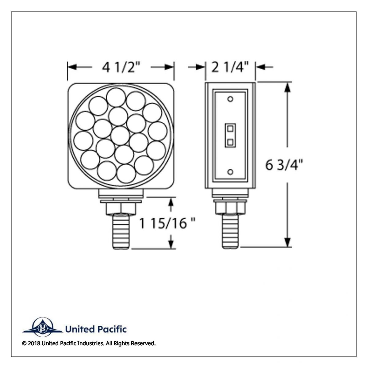 45 LED Single Stud Double Face Turn Signal Light (Passenger) - Amber & Red LED/Amber & Red Lens - Thumbnail 5