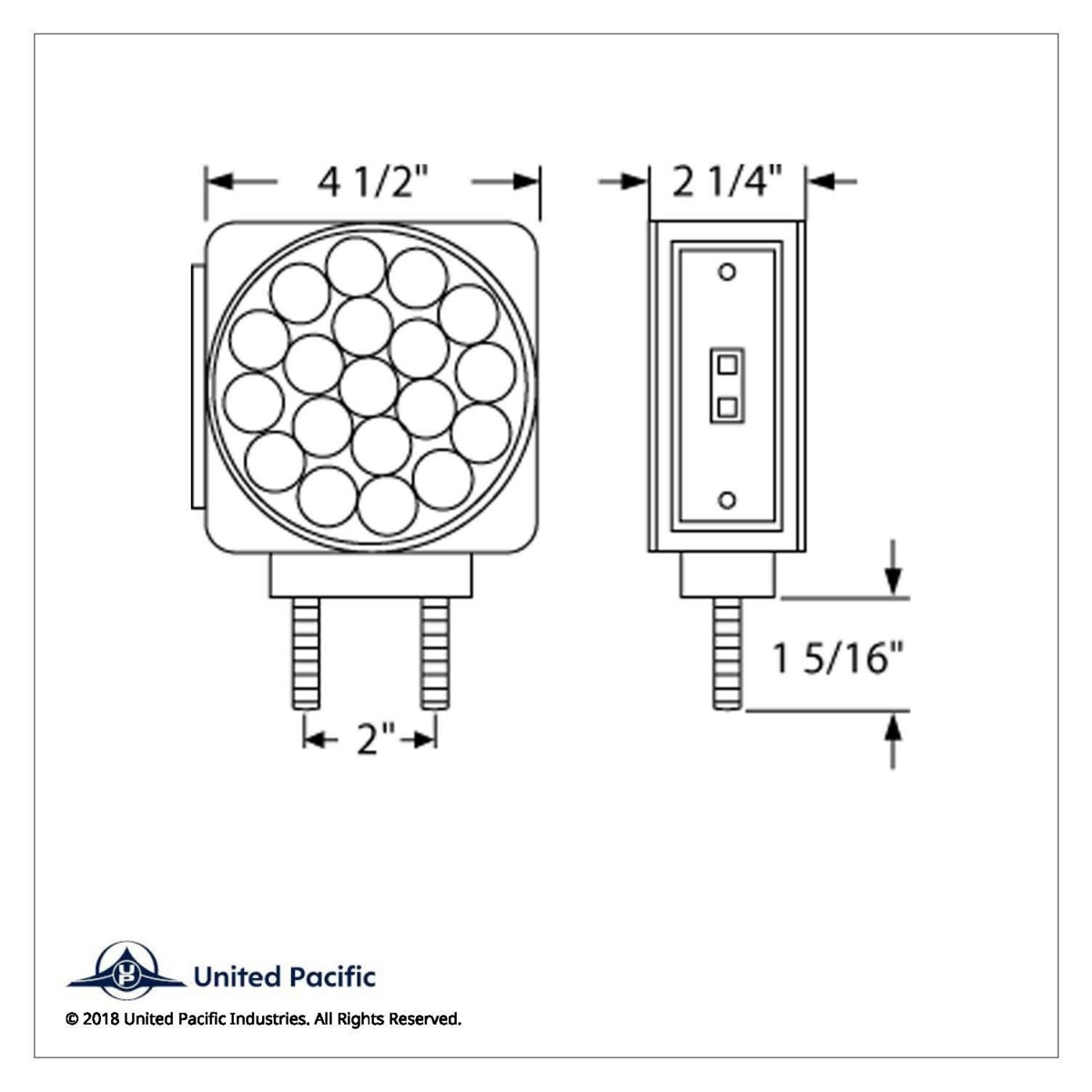 45 LED Double Stud Double Face Turn Signal Light (Driver) - Amber & Red LED/Amber & Red Lens - Thumbnail 7