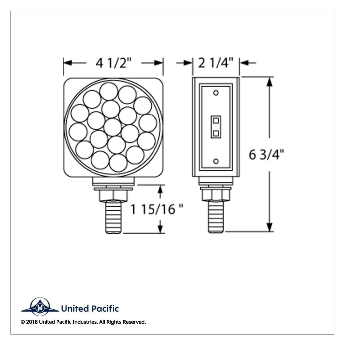 45 LED Single Stud Double Face Turn Signal Light (Passenger) - Amber & Red LED/Clear Lens - Thumbnail 3