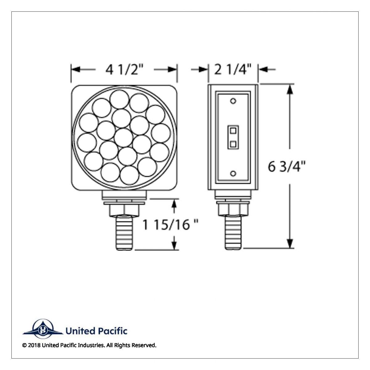 45 LED Single Stud Double Face Turn Signal Light - Amber LED/Amber Lens - Thumbnail 3