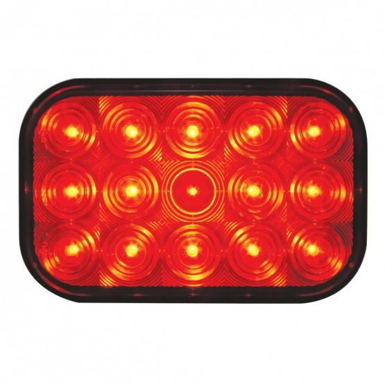 15 LED Rectangular Light (Stop, Turn & Tail) - Red LED/Red Lens