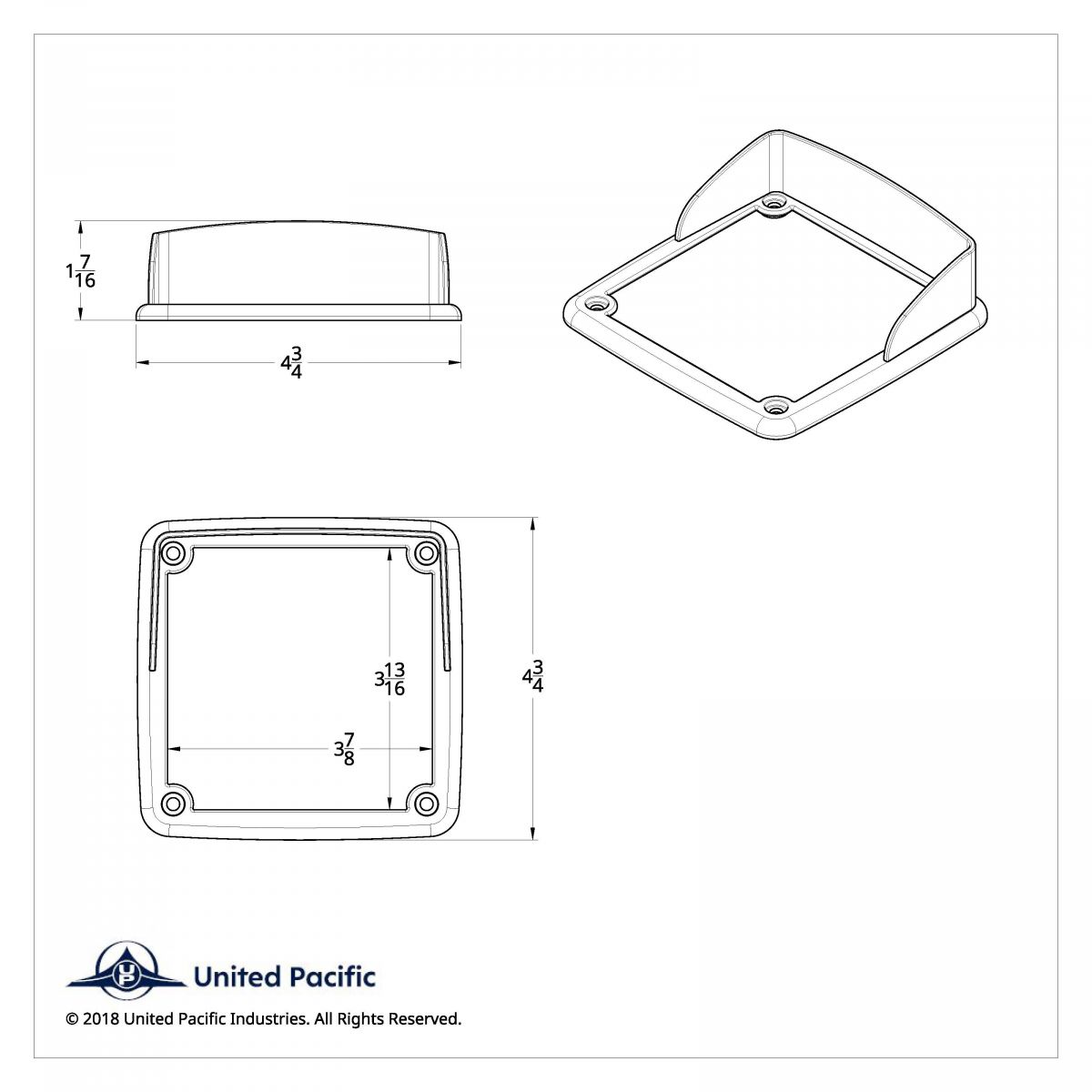 LED Square Double Face Light Bezel With Visor - Fits Up 38750 Series - Thumbnail 2