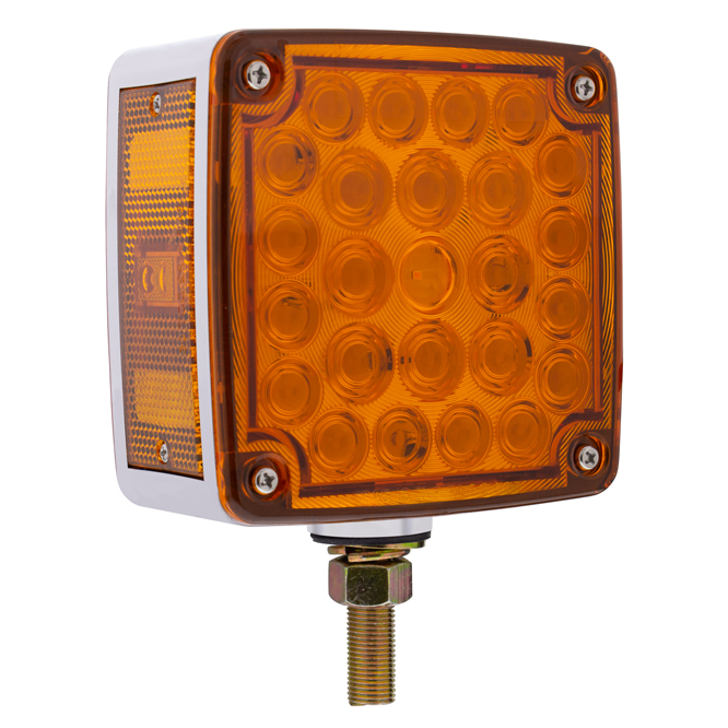 52 LED Single Stud Double Face Turn Signal Light (Passenger) - Amber & Red LED/Amber & Red Lens - Thumbnail 4