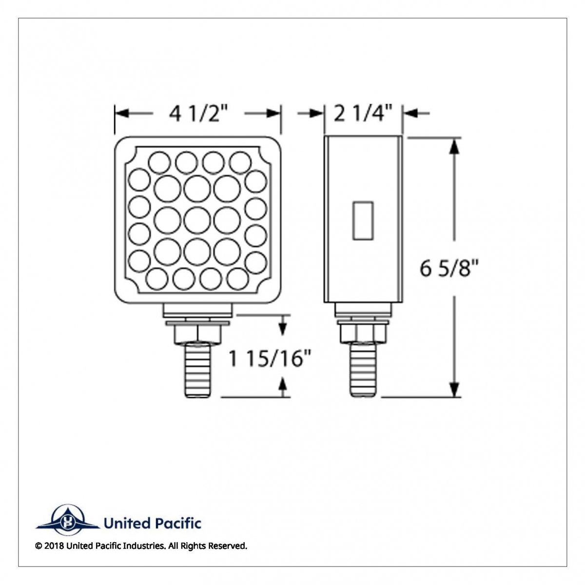 52 LED Single Stud Double Face Turn Signal Light (Passenger) - Amber & Red LED/Amber & Red Lens - Thumbnail 9
