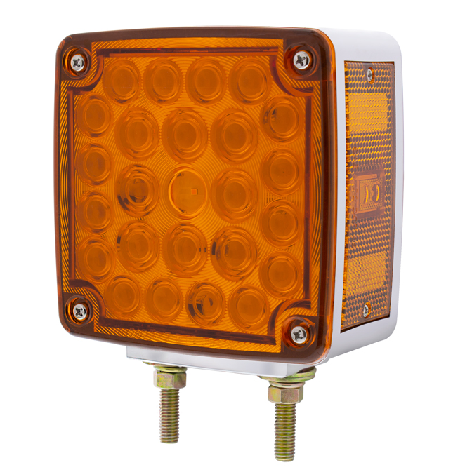 52 LED Double Stud Double Face Turn Signal Light (Driver) - Amber & Red LED/Amber & Red Lens - Thumbnail 4
