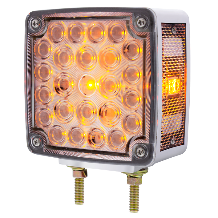 52 LED Double Stud Double Face Turn Signal Light (Driver) - Amber & Red LED/Clear Lens - Thumbnail 3