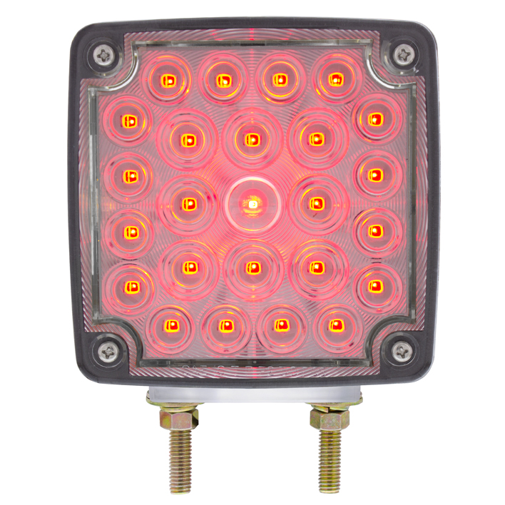 52 LED Double Stud Double Face Turn Signal Light (Driver) - Amber & Red LED/Clear Lens - Thumbnail 7