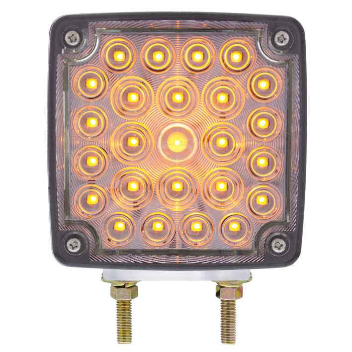 52 LED Double Stud Double Face Turn Signal Light (Passenger) - Amber & Red LED/Clear Lens