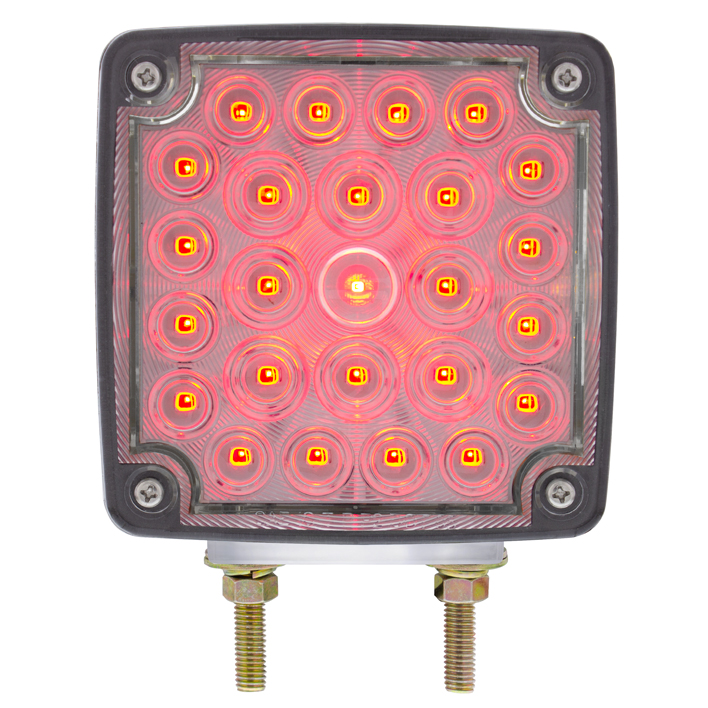 52 LED Double Stud Double Face Turn Signal Light (Passenger) - Amber & Red LED/Clear Lens - Thumbnail 7