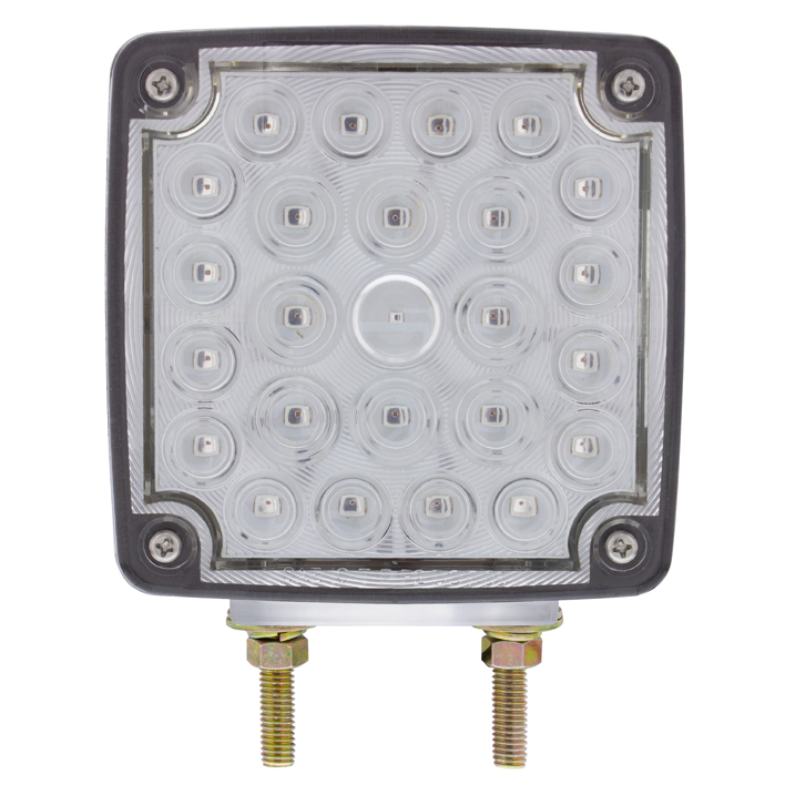 52 LED Double Stud Double Face Turn Signal Light (Passenger) - Amber & Red LED/Clear Lens - Thumbnail 8