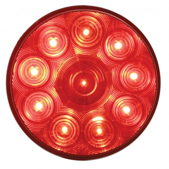 10 LED 4" Round Light (Stop, Turn & Tail) - Red LED/Red Lens