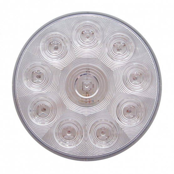 10 LED 4" Round Light (Stop, Turn & Tail) - Red LED/Clear Lens