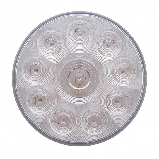 10 LED 4" Round Light (Stop, Turn & Tail) - Red LED/Clear Lens (Bulk)