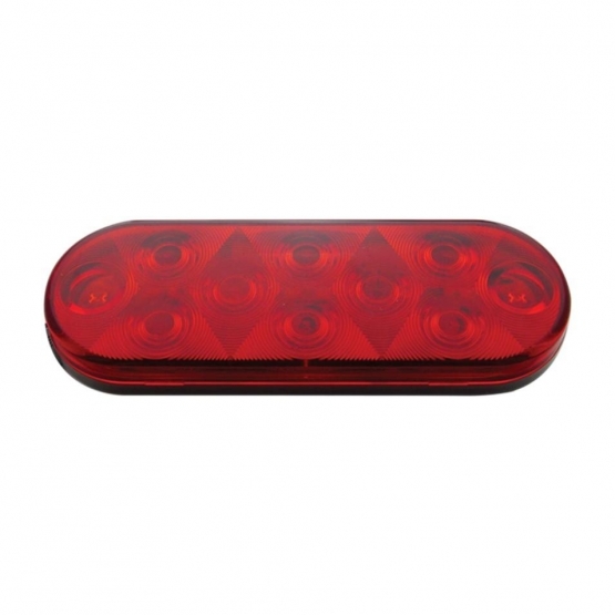 10 LED 6" Oval Light (Stop, Turn & Tail) - Red LED/Red Lens - Thumbnail 2