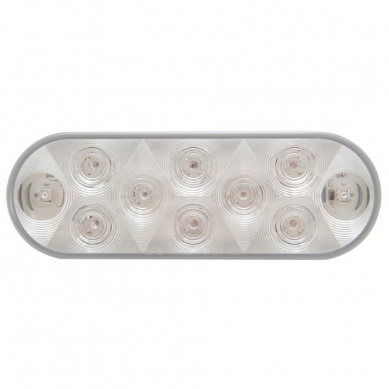 10 LED 6" Oval Light (Stop, Turn & Tail) - Red LED/Clear Lens