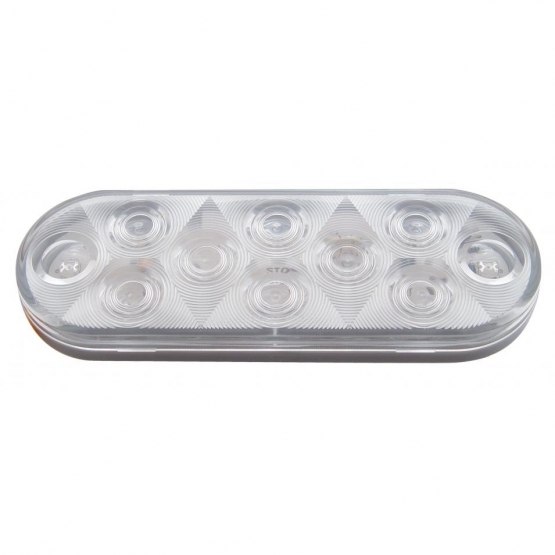 10 LED 6" Oval Light (Stop, Turn & Tail) - Red LED/Clear Lens - Thumbnail 2