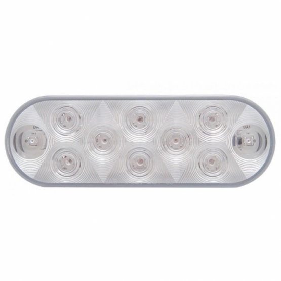 10 LED 6" Oval Auxiliary/Utility Light - White LED/Clear Lens (Bulk) - Thumbnail 2