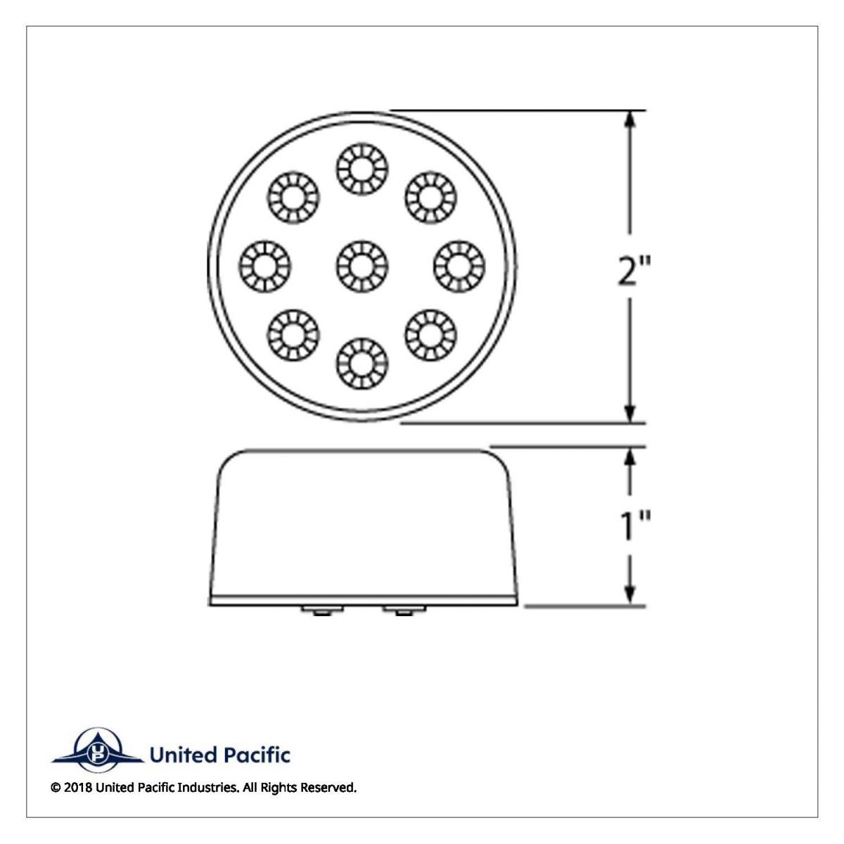 9 LED 2" Round Reflector Light (Clearance/Marker) - Amber LED/Amber Lens - Thumbnail 5
