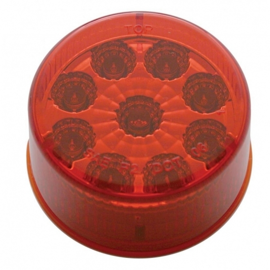 9 LED 2" Round Reflector Light (Clearance/Marker) - Red LED/Red Lens - Thumbnail 2