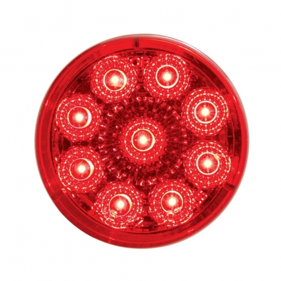9 LED 2" Round Reflector Light (Clearance/Marker) - Red LED/Red Lens (Bulk)