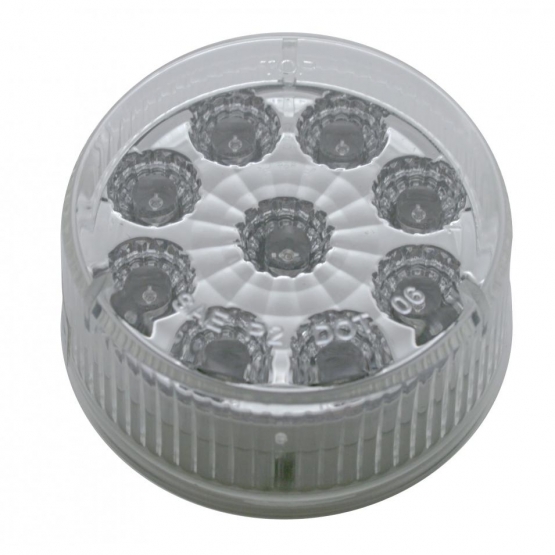 9 LED 2" Round Reflector Light (Clearance/Marker) - Amber LED/Clear Lens - Thumbnail 2