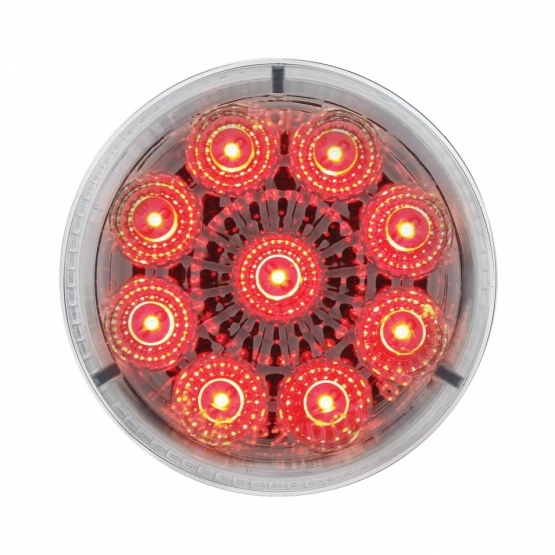 9 LED 2" Round Reflector Light (Clearance/Marker) - Red LED/Clear Lens