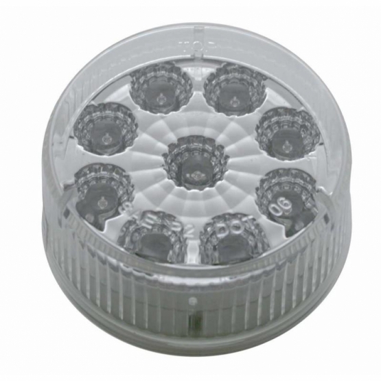 9 LED 2" Round Reflector Light (Clearance/Marker) - Red LED/Clear Lens - Thumbnail 3