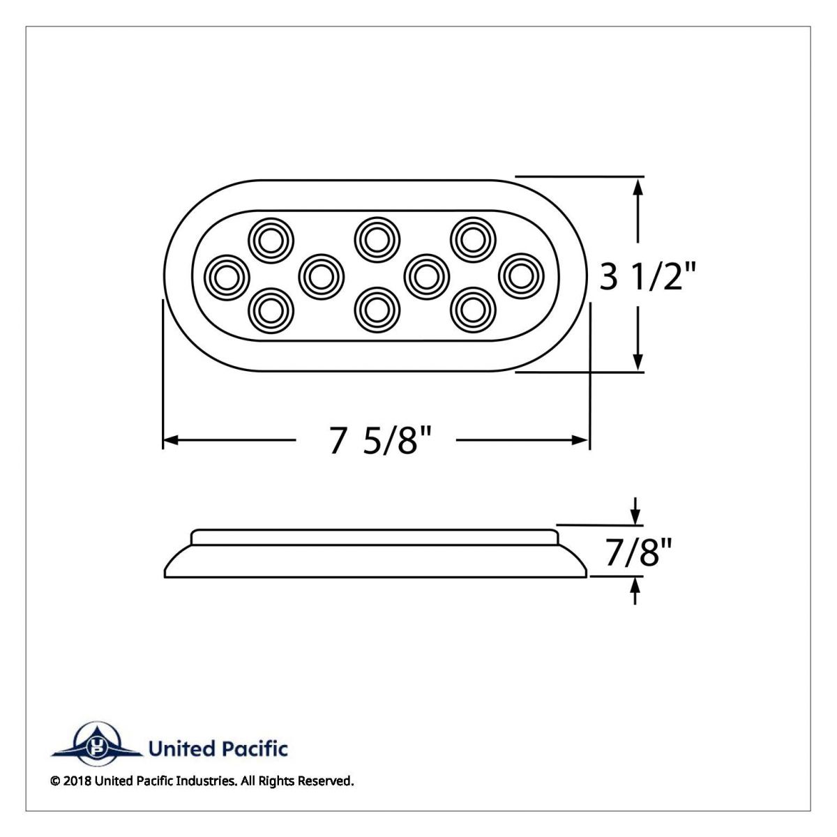 10 LED 6" Oval Flange Mount Light With Bezel (Stop, Turn & Tail) - Red LED/Red Lens (Bulk) - Thumbnail 4