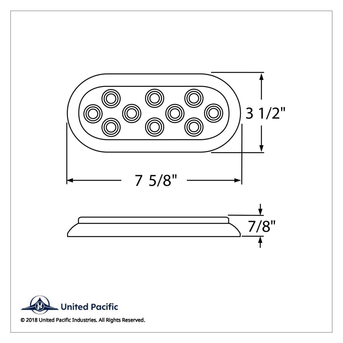 10 LED 6" Oval Flange Mount Light With Bezel (Stop, Turn & Tail) - Red LED/Red Lens (Bulk) - Thumbnail 5