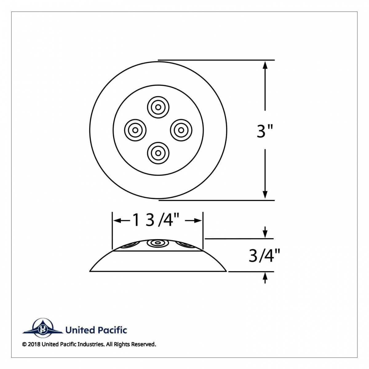 4 LED 1-3/4" Dome Light 3" Round Bezel-White LED/Clear Lens - Thumbnail 5