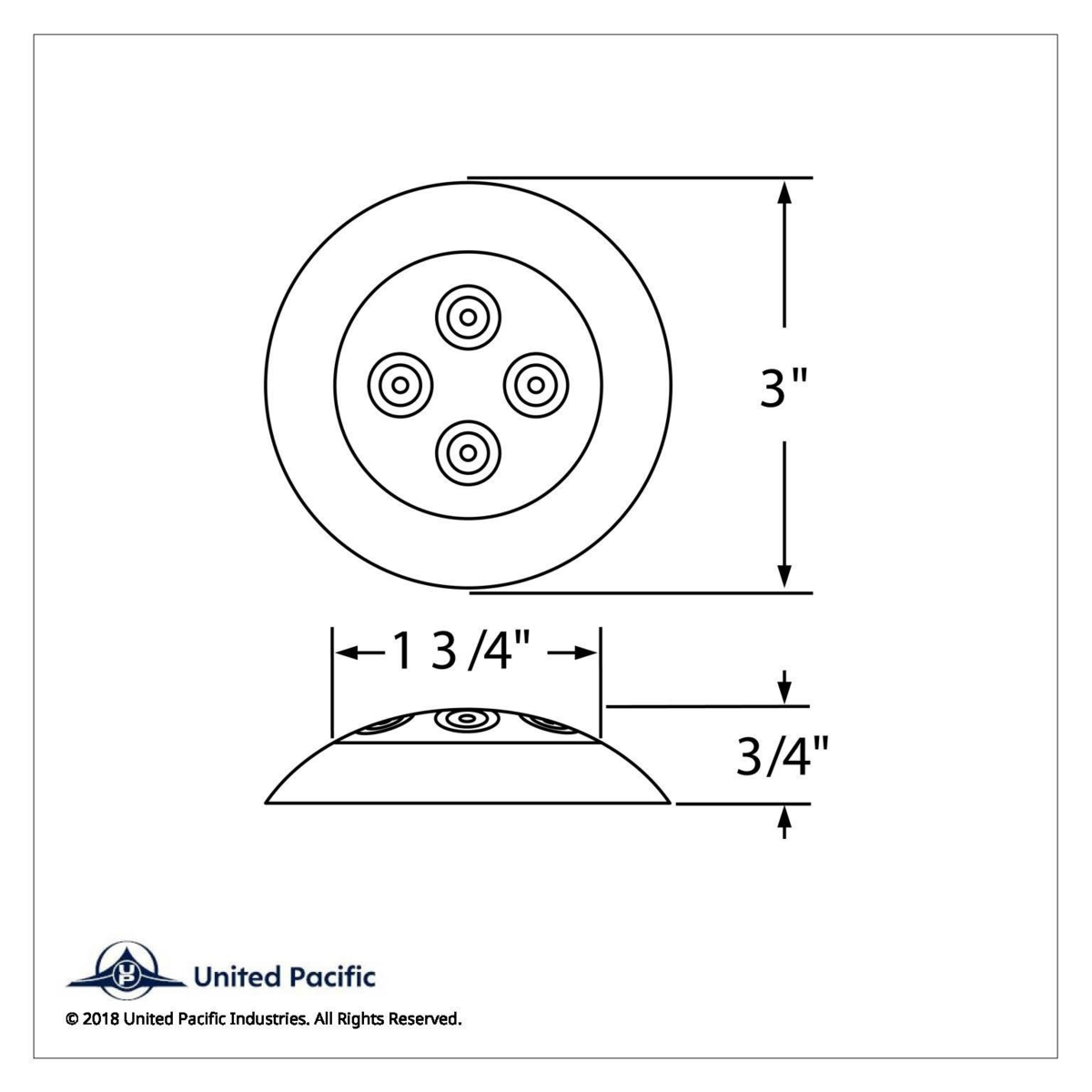 4 LED 1-3/4" Dome Light 3" Round Bezel-White LED/Clear Lens - Thumbnail 6