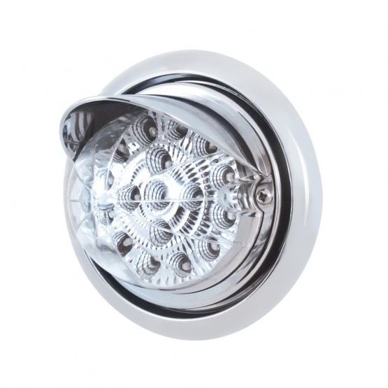 Front Bumper Light With 17 Amber LED Dual Function Clear Reflector Light & Visor For FL Columbia - Clear Lens