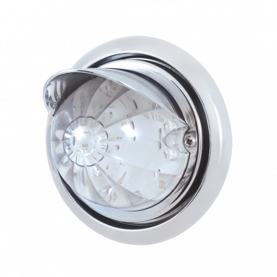 Front Bumper Light With 17 Amber LED Watermelon Light & Visor For Freightliner Columbia - Clear Lens