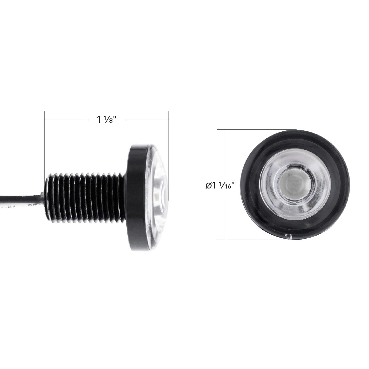 3 High Power LED 1" Light (Clearance/Marker)-Green LED/Clear Lens - Thumbnail 8