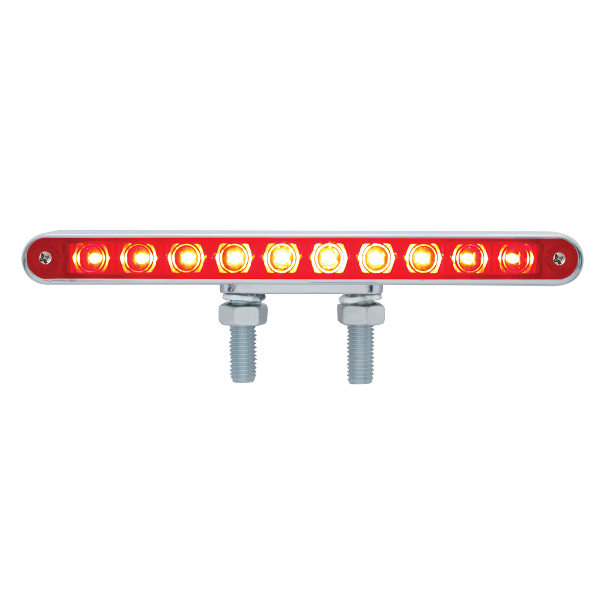20 LED 9" Double Face Light Bar - Amber & Red LED/Amber & Red Lens - Thumbnail 3