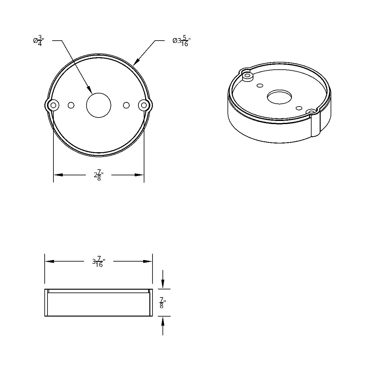 Chrome LED Light Flush Mount Base For Grakon 1000 Style Lights (Bulk) - Thumbnail 6
