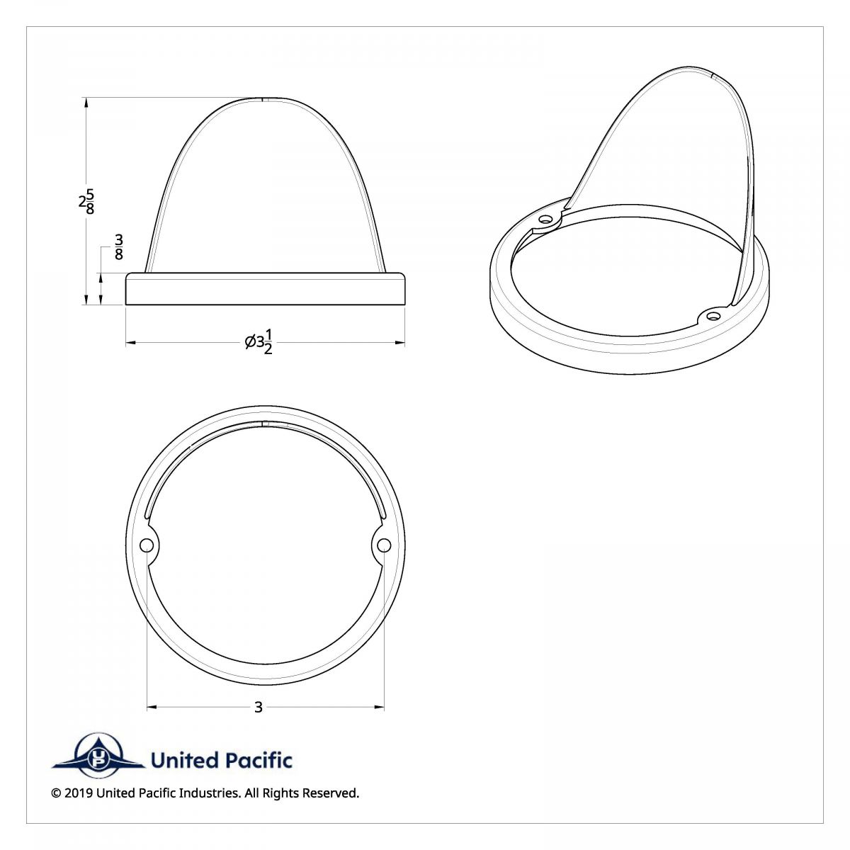 Chrome LED Light Flush Mount Base With Visor (Bulk) - Thumbnail 4