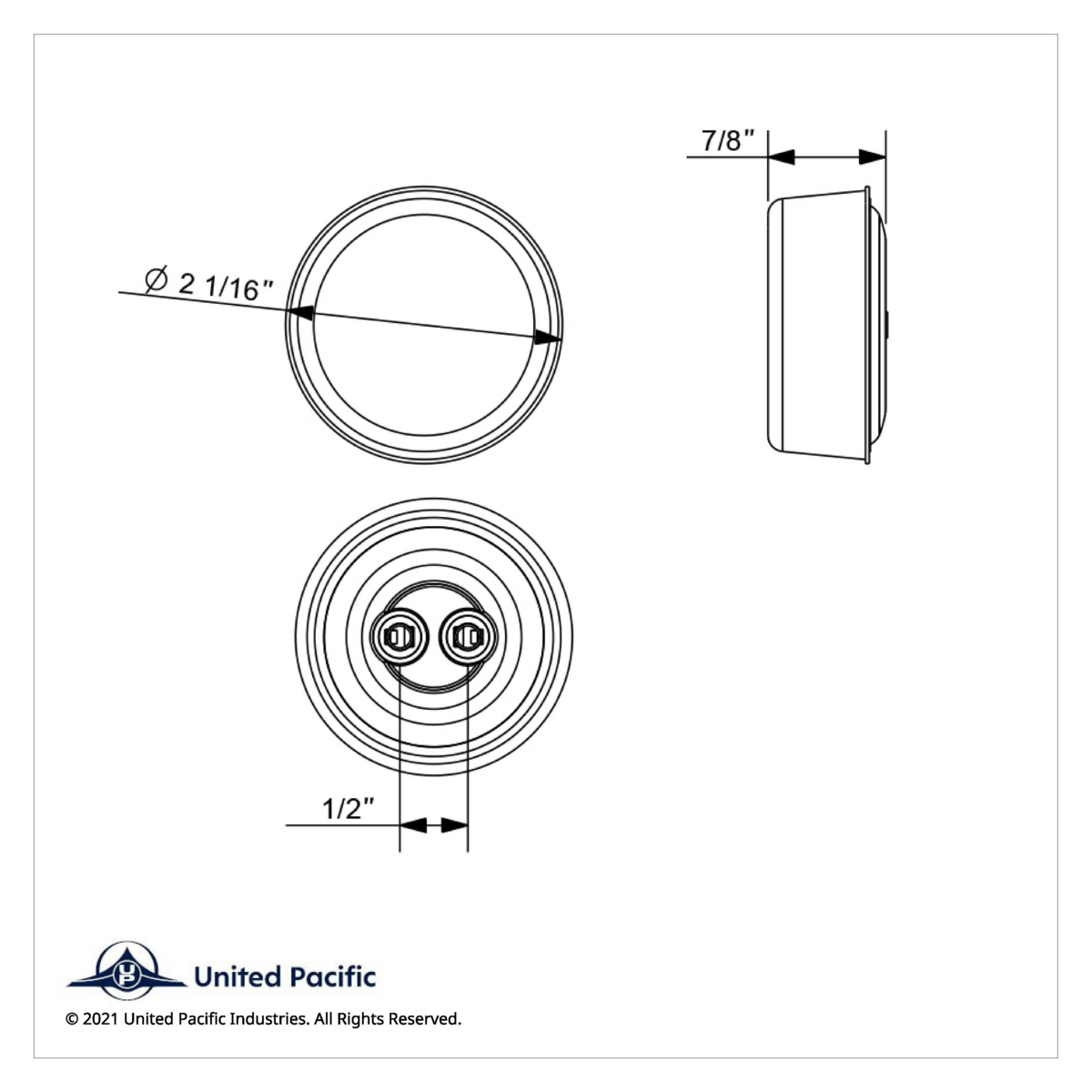 7 LED 2" Round Turbine Light (Clearance/Marker) - Amber LED/Amber Lens - Thumbnail 7