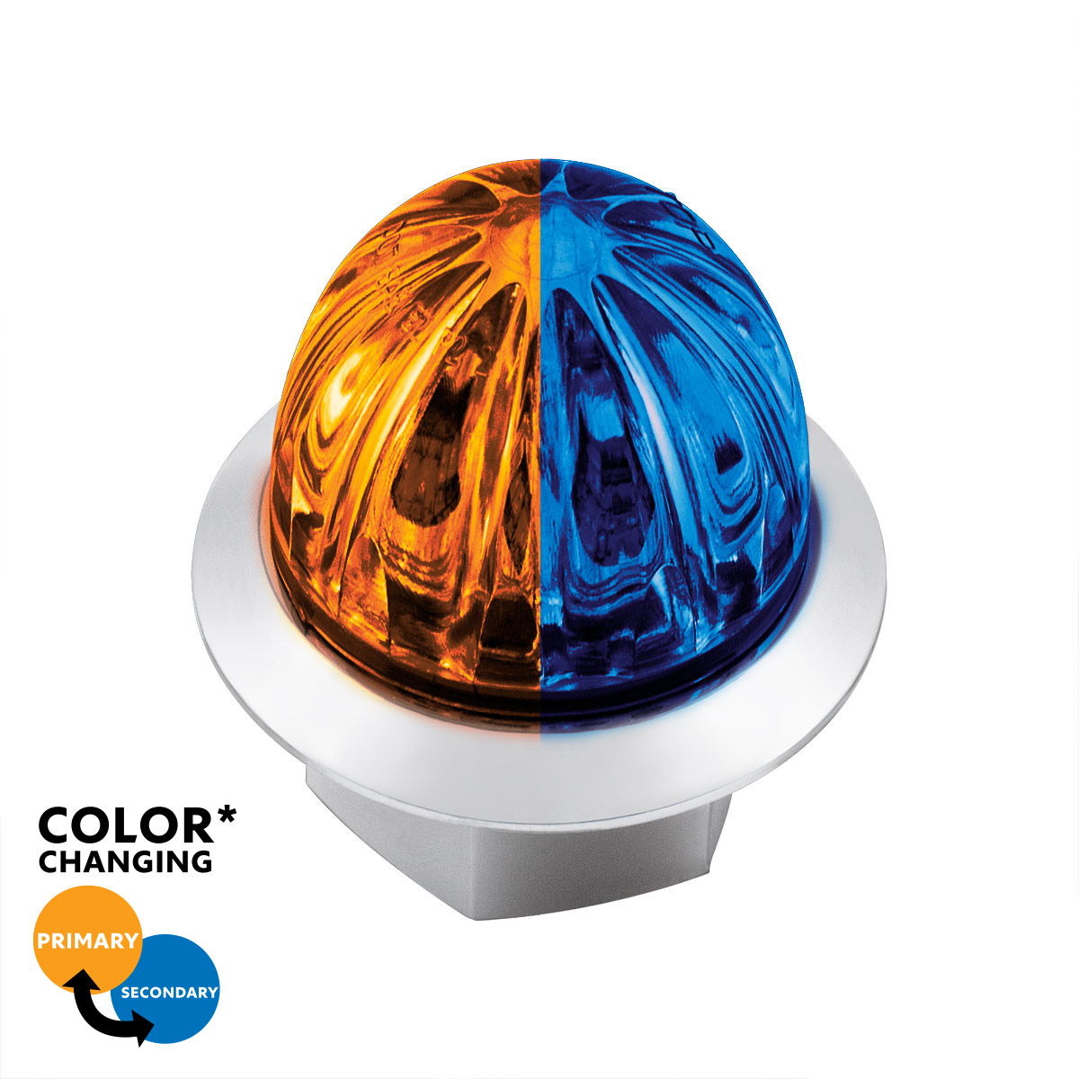 4 LED 1-1/8" Watermelon Double Fury Light With Clear Lens (Clearance/Marker) - Amber & Blue LED - Thumbnail 16