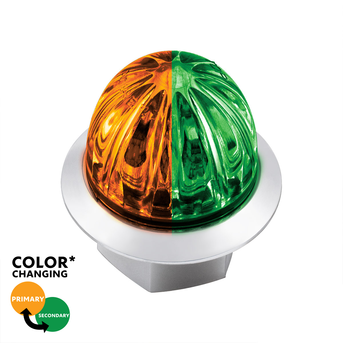 4 LED 1-1/8" Watermelon Double Fury Light With Clear Lens (Clearance/Marker) - Amber & Green LED - Thumbnail 16