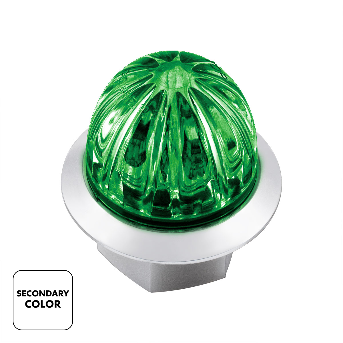 4 LED 1-1/8" Watermelon Double Fury Light With Clear Lens (Clearance/Marker) - Amber & Green LED - Thumbnail 3