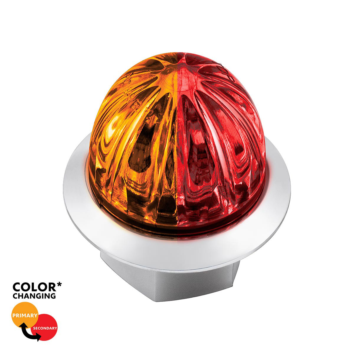 4 LED 1-1/8" Watermelon Double Fury Light With Clear Lens (Clearance/Marker) - Amber & Red LED - Thumbnail 17
