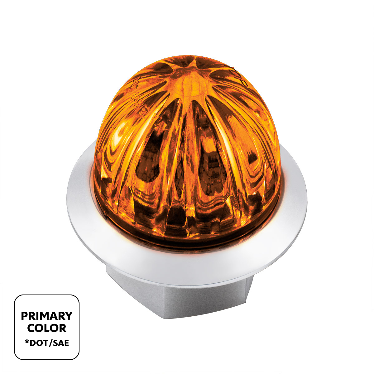 4 LED 1-1/8" Watermelon Double Fury Light With Clear Lens (Clearance/Marker) - Amber & White LED - Thumbnail 2