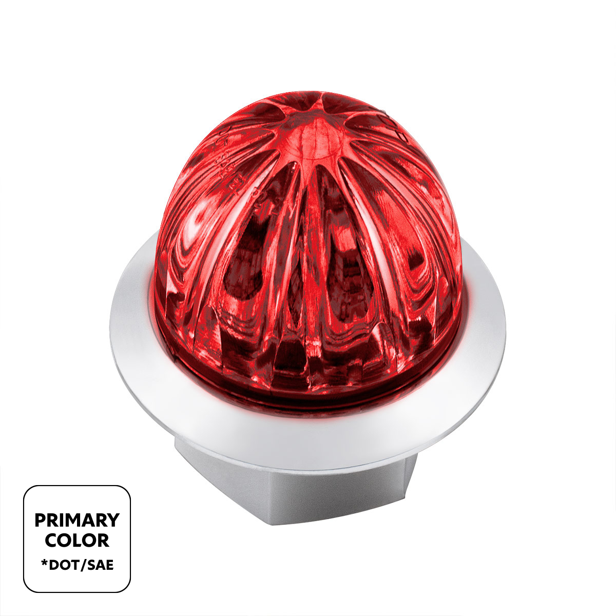 4 LED 1-1/8" Watermelon Double Fury Light With Clear Lens (Clearance/Marker) - Red & Green LED - Thumbnail 2
