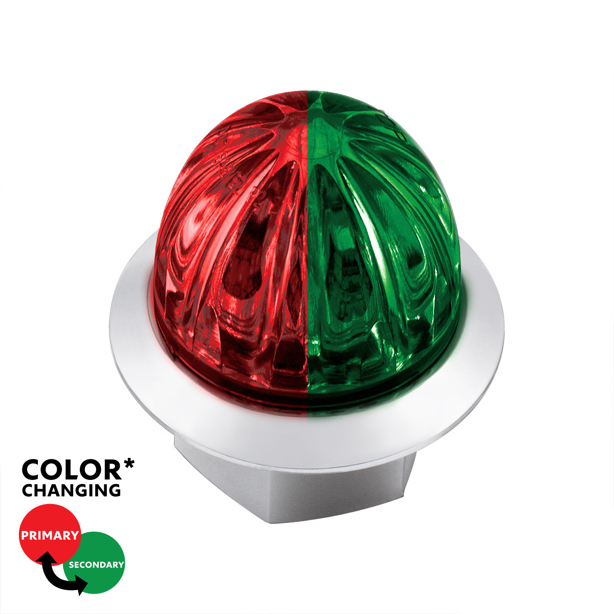 4 LED 1-1/8" Watermelon Double Fury Light With Clear Lens (Clearance/Marker) - Red & Green LED - Thumbnail 16